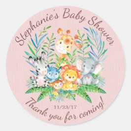 Safari Jungle Animals Baby Shower Favor Sticker Runt Klistermärke
