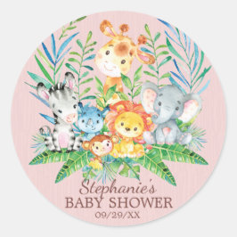 Safari Jungle Animals Baby Shower Favor Sticker Runt Klistermärke