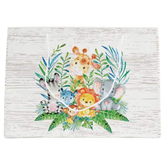 Safari Jungle Animals Baby Shower Gift Bag (Framsidan)