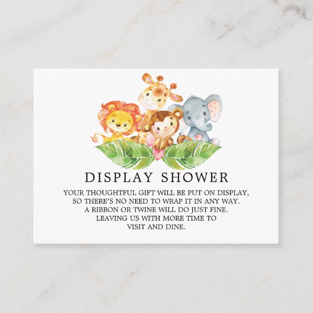 Safari Jungle Animals Baby Shower Gift Visning Tilläggskort (Framsida)