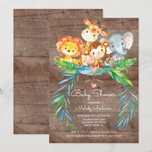 Safari Jungle Animals Baby Shower-inbjudan Inbjudningar