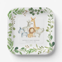 Safari Jungle Animals Baby Shower Paper Plates