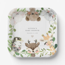 Safari Jungle Animals Baby Shower Paper Plates