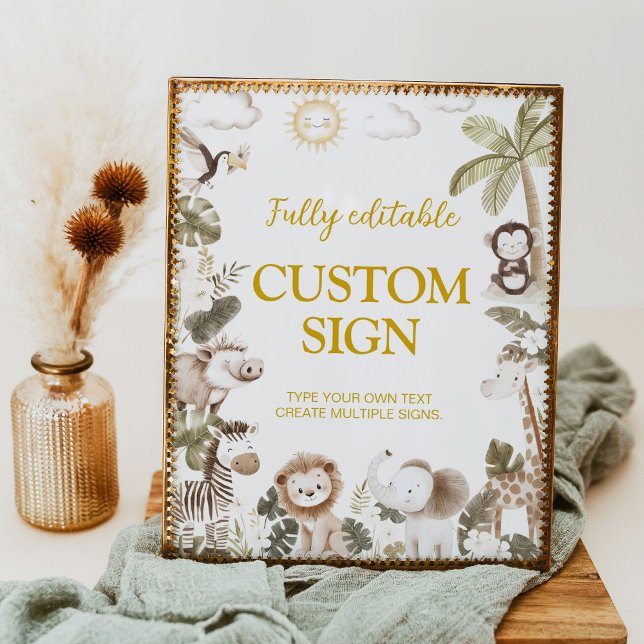 Safari Jungle Animals Birthday Table Sign Poster (Skapare uppladdad)