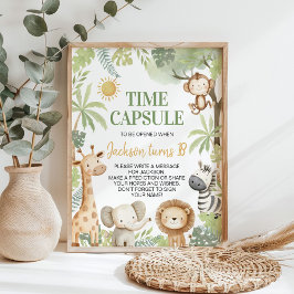 Safari Jungle Animals Birthday Time Capsule Sign Poster