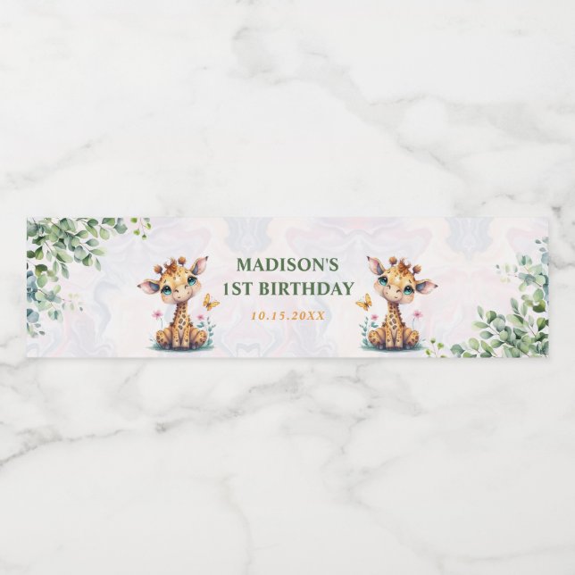 Safari Jungle Animals Birthday Vattenflaskor Etikett (Singel etikett)