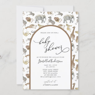 Safari Jungle Animals Boho Arch Baby Shower Inbjudningar