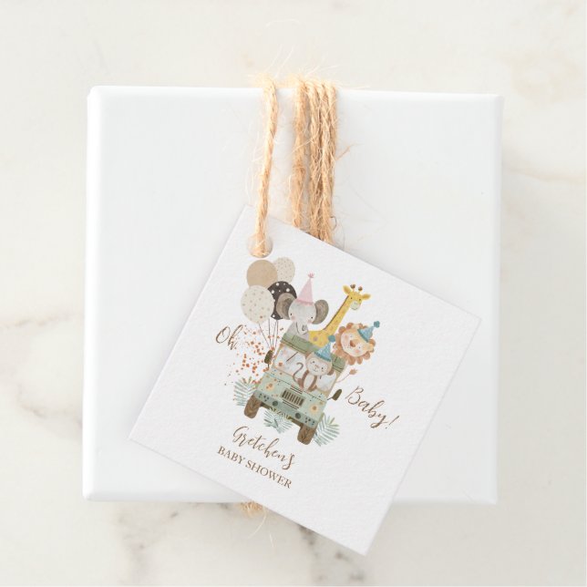 Safari Jungle Animals Boho Baby Shower Gåvor Etiketter (På plats)
