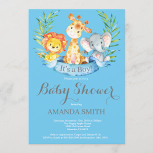 Safari Jungle Animals Boy Baby Shower-inbjudan Inbjudningar