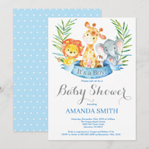 Safari Jungle Animals Boy Shower-inbjudan Inbjudningar