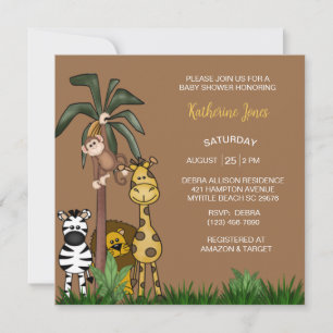 Safari Jungle Animals Boy Shower-inbjudan Inbjudningar