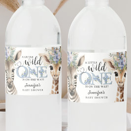 Safari Jungle Animals Boy Shower Vattenflaskor Etikett