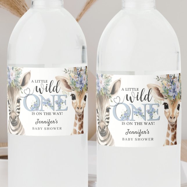 Safari Jungle Animals Boy Shower Vattenflaskor Etikett (Skapare uppladdad)