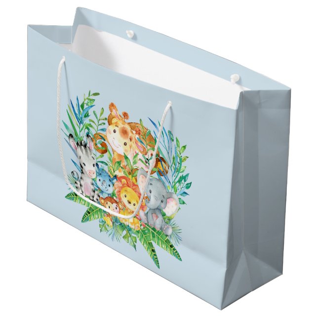 Safari Jungle Animals Boys Baby Shower Gift-säck (Framsidan Vinklad)