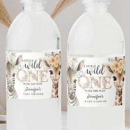Safari Jungle Animals Girl Baby Shower Vattenflaskor Etikett