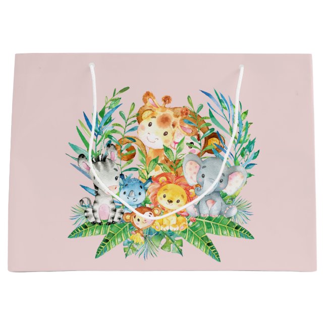 Safari Jungle Animals Girls Baby Shower Gift-säck (Framsidan)