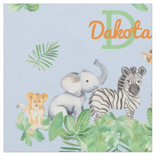 Safari Jungle Animals Greenery Monogram Baby F Tyg