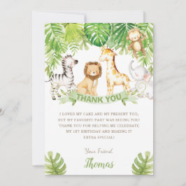 Safari Jungle Animals Grönt Forest Birthday Baby Tack Kort