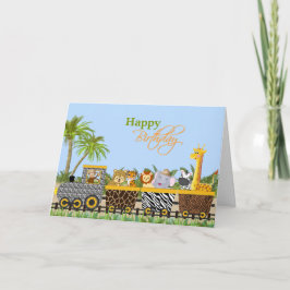 Safari Jungle Animals i Tåg Greeting Card Kort