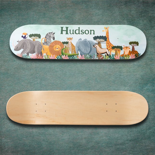 Safari jungle animals kids custom skateboard (Skapare uppladdad)