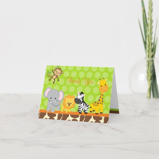 Safari Jungle Animals mappade Tackkort-kort Tack Kort (Framsida)