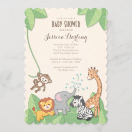 Safari Jungle Animals Modern Baby Shower Inbjudningar