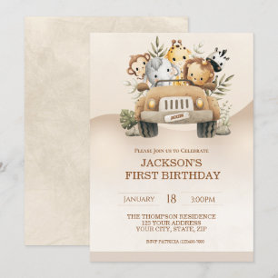Safari Jungle Animals Party Inbjudningar