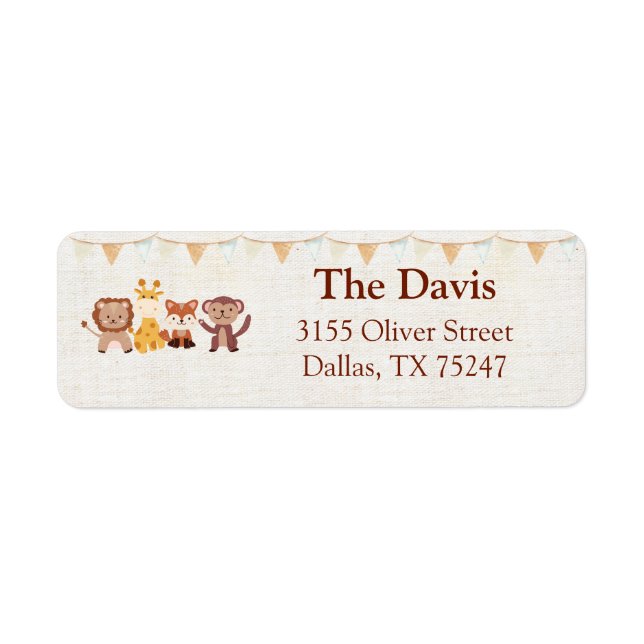 Safari Jungle Animals Retur Adressetikett Returadress Etikett (Framsidan)