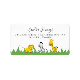 Safari Jungle Animals skriker Cute Baby Shower Adressetikett