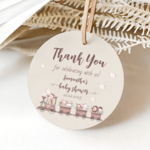 Safari Jungle Animals Tåg Baby Shower Favor Taggar Gåvor Etiketter