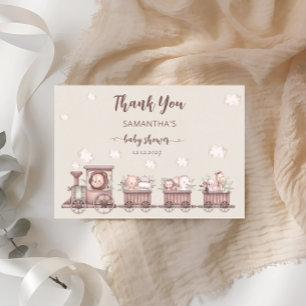 Safari Jungle Animals Tåg Baby Shower Tack Kort