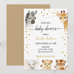 Safari Jungle Baby djur Inbjudningar