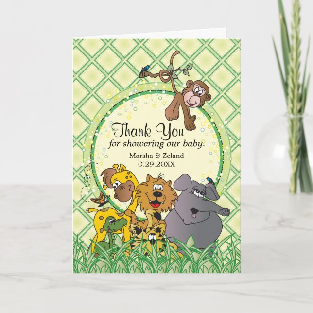 Safari Jungle Baby djur - Tack Kort (Framsida)