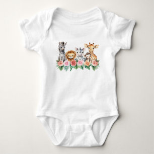 Safari Jungle Baby Girl Kroppsoverall Blommig Ba T Shirt