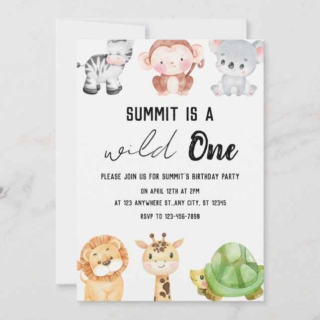 Safari Jungle Baby Invite Inbjudningar (Framsida)