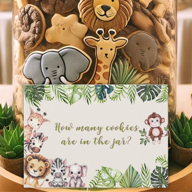Safari Jungle Baby Shower Cookie Burk Guessing Gam Placeringskort (Skapare uppladdad)