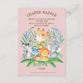 Safari Jungle Baby Shower Diaper Raffle Biljett Inbjudningar