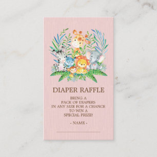 Safari Jungle Baby Shower Diaper Raffle Biljett Tilläggskort