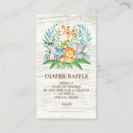 Safari Jungle Baby Shower Diaper Raffle Biljett Tilläggskort
