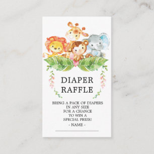 Safari Jungle Baby Shower Diaper Raffle Biljett Tilläggskort