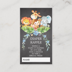 Safari Jungle Baby Shower Diaper Raffle Biljett Tilläggskort