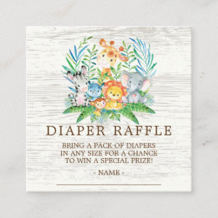 Safari Jungle Baby Shower Diaper Raffle Biljett Tilläggskort