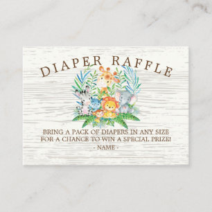Safari Jungle Baby Shower Diaper Raffle Biljett Tilläggskort