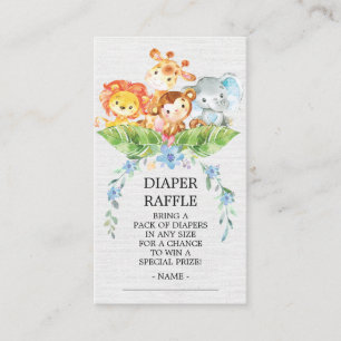 Safari Jungle Baby Shower Diaper Raffle Biljett Tilläggskort