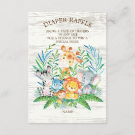 Safari Jungle Baby Shower Diaper Raffle Biljett Tilläggskort