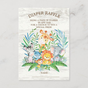 Safari Jungle Baby Shower Diaper Raffle Biljett Tilläggskort
