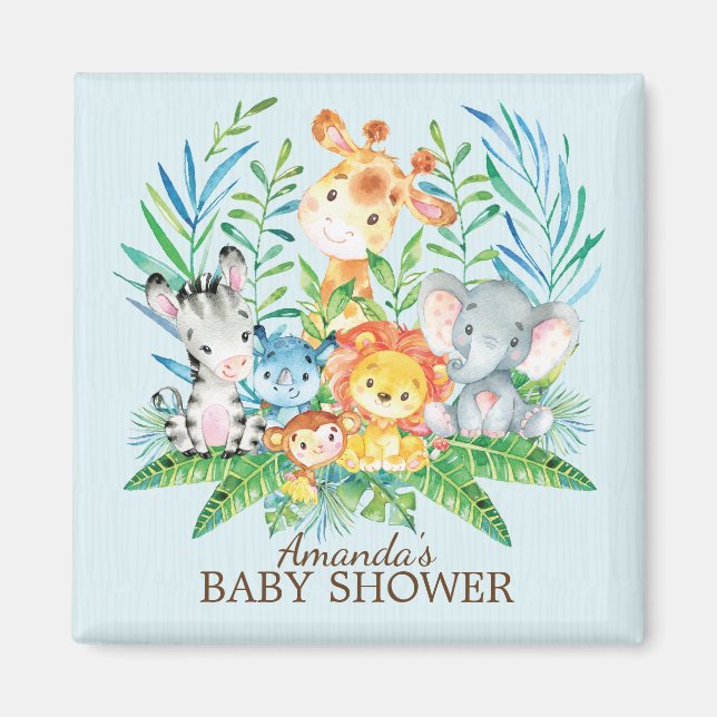 Safari Jungle Baby Shower Favor Magnet (Framsidan)