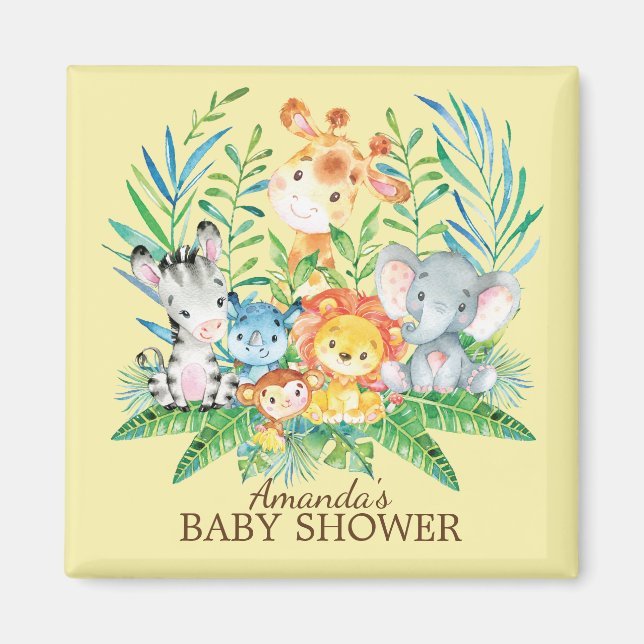 Safari Jungle Baby Shower Favor Magnet (Framsidan)
