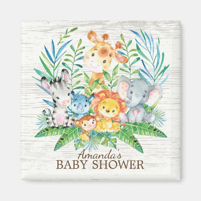 Safari Jungle Baby Shower Favor Magnet (Framsidan)