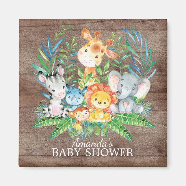 Safari Jungle Baby Shower Favor Magnet (Framsidan)